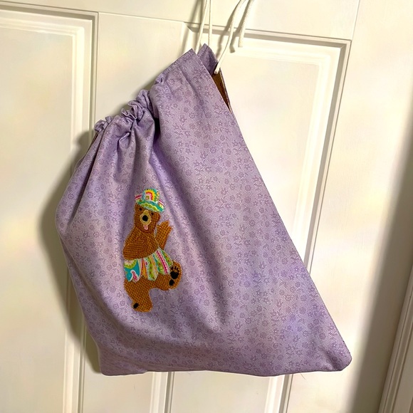 Dance shoe bag or indoor school shoe bag . Hand crafted with applauded bear - Picture 4 of 4